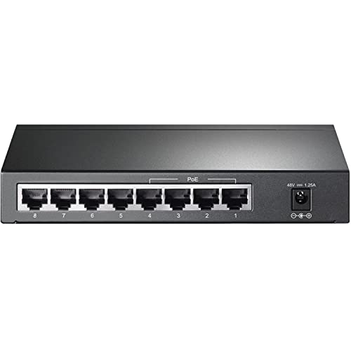 Image of TP-Link 8 Port Gigabit Desktop Switch | 4 Port PoE 55W | 802.3AF Compliant | Shielded Ports | Traffic Optimization | Plug and Play | Sturdy Metal (TL-SG1008P),Black