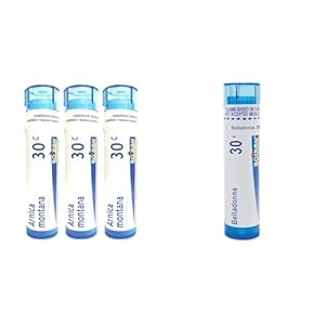 Boiron Arnica Montana 30c Pack of 3 & Belladonna 30C Fever Medicine Homeopathic Pellets