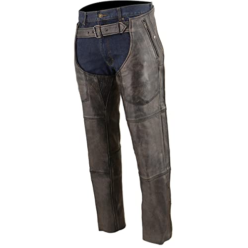 Image of Milwaukee Leather Men's Thermal Lined Premium Leather Motorcycle Bikers Riders Chaps