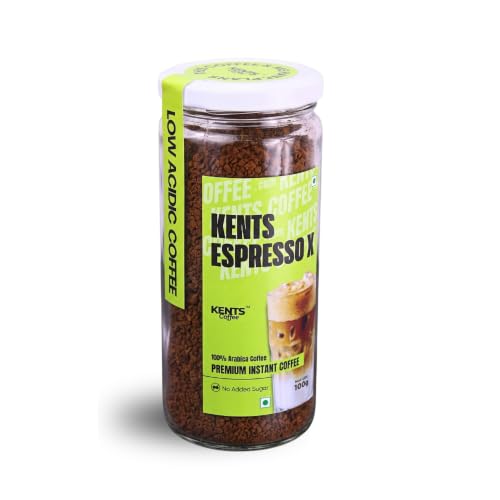 Image of Kents Coffee Espresso X Dark Roast Instant Coffee | 100% Arabica beans| No Sugar, No Chicory | LOW ACIDIC COFFEE | Perfect for Strong Milk & Black Coffee & Pre-Workout | Serve 90 Cups (100g)