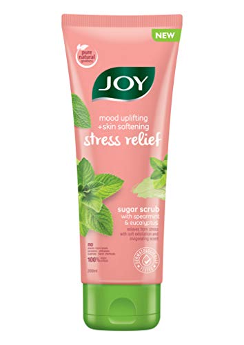 Joy Mood Uplifting + Skin Softening Stress Relief Sugar Scrub | With Spearmint and Eucalyptus |100% Vegan, No Parabens, No Harsh Chemicals| Exfoliation Face Scrub 200 ml