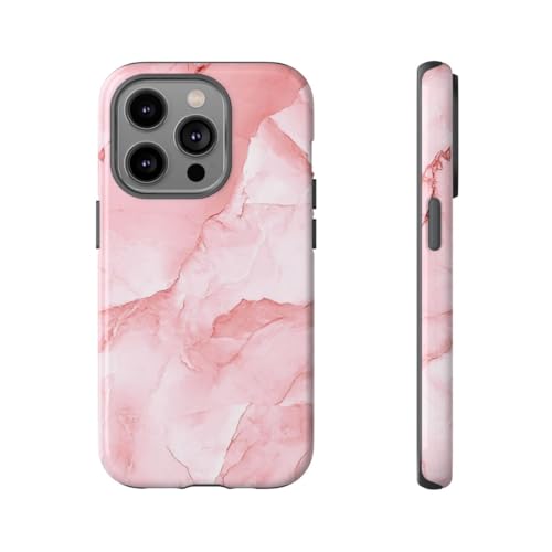 Coque iPhone 14 Pro marbre rose rigide pour éviter les rayures