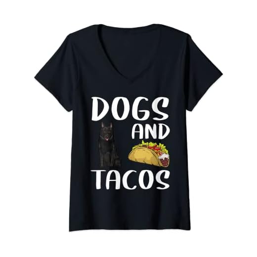 Womens Dogs And Tacos Schipperke Mexican Food Lovers V-Neck T-Shirt