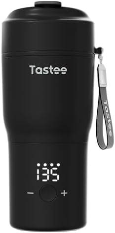 Tastee Heated Coffee Mug – 12oz Portable Travel Mug with 1℉ Precise Temperature Control, 8-Hour Heat Retention, 30W Fast Charging, Leak-Proof, Wide Mouth, Gift-Ready for Office, Home & Outdoor(Black)