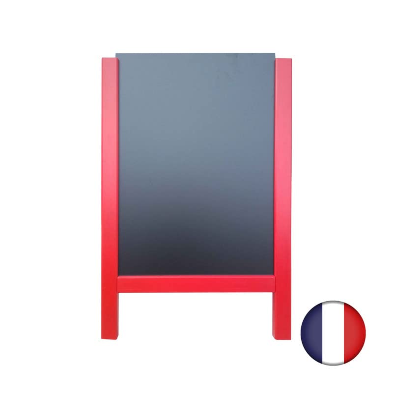 Chevalet stop trottoir avec 2 ardoises amovibles cadre bois rouge garance dimensions 90 x 58 cm