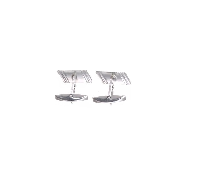 Mancuernillas para hombre en plata 925 con rayas diagonales miniatura 4