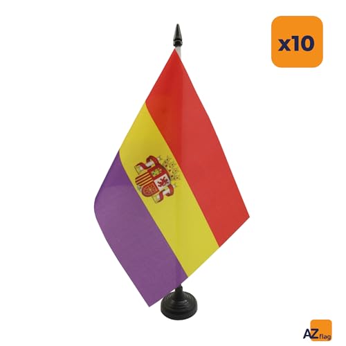 Drapeau de table espagnol républicain 21x14cm 100% polyester avec socle - 3
