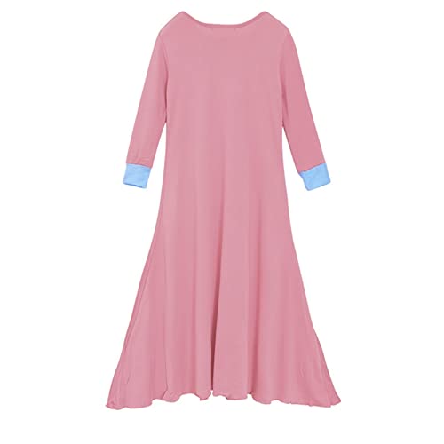 Muslim Clothes for Girls Kids Abaya Long Sleeve Dress with Cotton Full Cover Hijab Islamic Kaftan Prayer Dresses Two Piece Set Hot Pink, 3-4 Years3