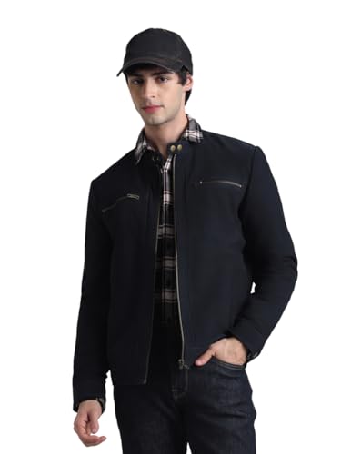 Image of JACK & JONES Men's Leather Standard Length A-Line Coat