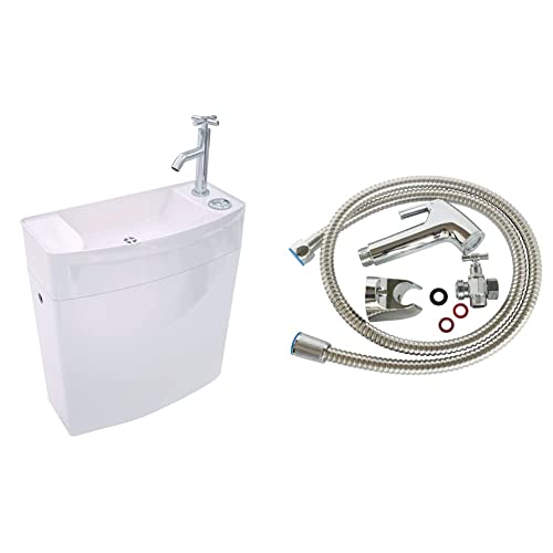 Wirquin 50720090 Réservoir Iseo combiné Lave-Mains intégré au réservoir, Blanc & KIT Complet Hygiene DOUCHETTE ABS
