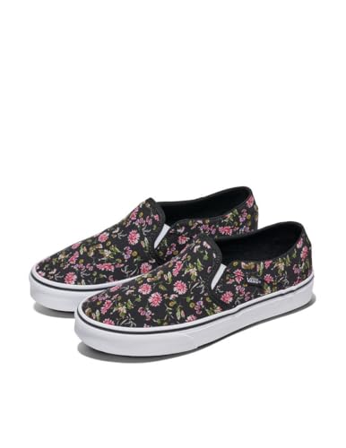 Vans Women's Asher Slip-On Shoe | Comfortable Sneakers for Walking, Fashion & Everyday Wear, Dark Floral Black, 9.52