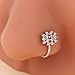 Aneneiceera Vintage Crystal Nose Ring Stud Silver Cz Nose Rings Hoop Rhinestone Nose Screw Stud Rings Boho No Piercing Nose Hoop Clip on Nose Ring Jewelry for Women (Silver)