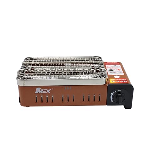 IMEX Camping Gasgrill – Reisegrill mit Transporttasche, Tragbarer BBQ Tischgrill für Butangas, Ideal für Reisen, Camping & Outdoor Barbecue BDZ-Q3000