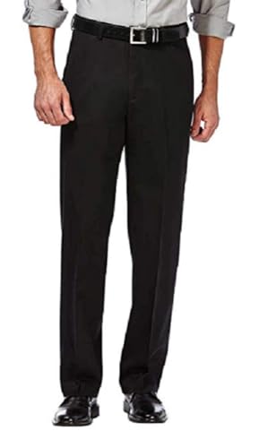 Haggar Men's Premium Non Iron Twill Pants (US, Waist Inseam, 32, 34, Regular, Regular, Black)