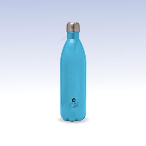 Image of Clay Craft Vacbott Vaccum Bottle, Stark Sparkle Double Walled 24 Hours Hot and Cold Water Bottle - 1 Piece - 1000 ml (Sparkle Sky) Steel Water Bottles for School, Office, Home, Gym, Leakproof