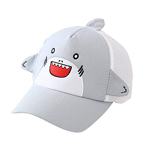 Preisvergleich Produktbild TinaDeer Baseballkappe Cartoon-Dinosaurier Hai Baseballcap mit Netz Kinder Jungen Mädchen Baseballmütze Verstellbar Sommer UV-Schutz Sonnenhut Outdoor Faltbar Leicht Babyhut (Grau, One Size)