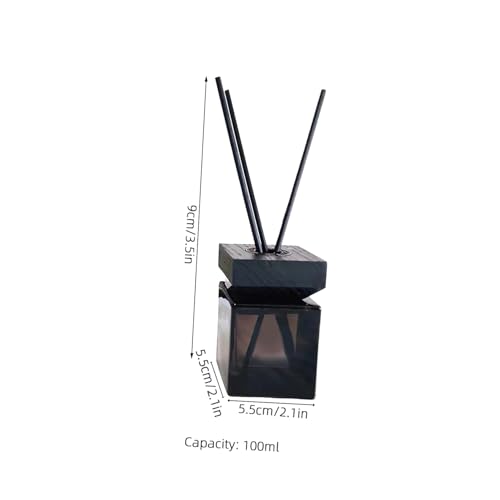Set de Botella Aromaterapia Cuadrada 100ml con Tapa de Madera y Varillas de Rattan miniatura 2
