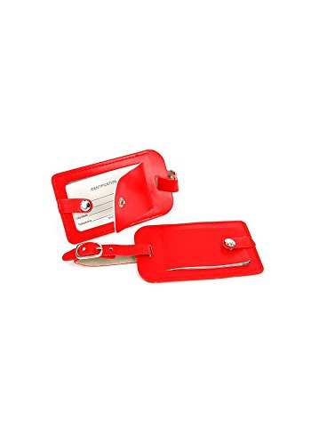 Travelux Lot de 2 Porte-Badges en Cuir Rouge
