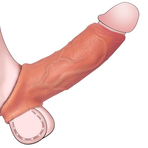 Penis Sleeve Extender Cock Sleeve,Reusable Cock Sheath Penis Pump,Silicone Penis Enlarger Sleeves Girth,Delay Ejaculation Stronger Erection,Enhancement Adult Sex Toys for Men Couples Enlarge Prolong