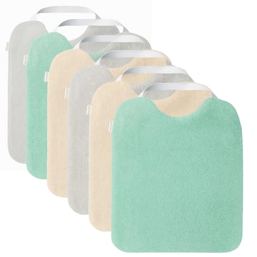 Amarsupiel Pack de 6 Baberos Rizo Bebe Impermeables | Con Goma al Cuello Fáciles de Poner y Quitar | Impermeables y Absorbentes, Perfectos para la Guarderia - Algodón 100% - Colores Variados