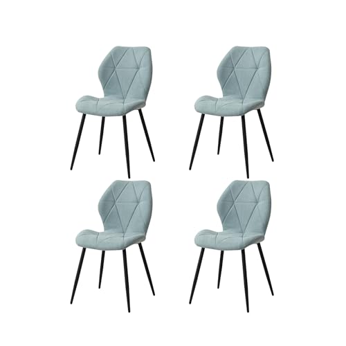 GrandCA HOME Lot de 4 Chaises de Salle à Manger, Chaises de Cuisine Nordiques, Chaises Rembourrées avec Pieds en Métal, Coussins en Tissu Losange, Menthe...