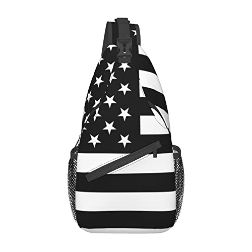 Mochila bandolera unisex negra para senderismo miniatura 2