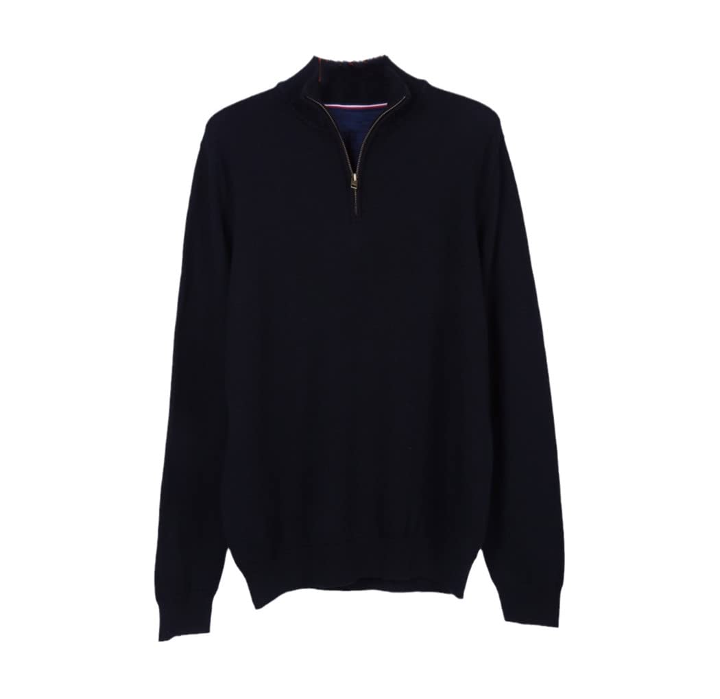 Pull en jersey de coton pour homme noir XXL col zippé mi-saison