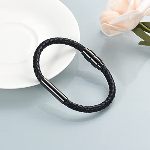 Cremation Jewelry Urn Bracelet for Ashes for Women Men Cylinder Genuine Leather Bangle Bracelet Ashes Memorial Keepsake Jewelry4