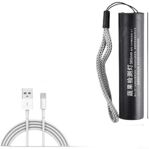 QOXEZY Linterna de luz negra UV de 365 nm con filtro avanzado para detección precisa de fluorescencia, luz portátil recargable de 1200 mAh para controles de seguridad vegetal y alimentaria (A)
