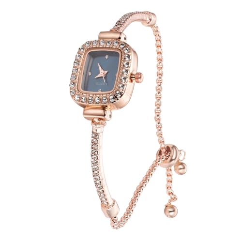 Image of Halukakah Kids' Sparkling Diamond Watch - 18k Real Gold /Rose Gold /Platinum Plated - Multiple Colors Rectangle Dial - Quartz Adjustable Stainless Steel Wristwatch - Suitable for Boys and Girls