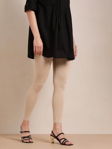 Image of TWIN BIRDS Super Stretchable Cotton Elasthane Fabric Ankle Length Leggings for Women