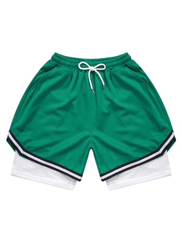 Kids Boys 2 in 1 Running Shorts Active Mesh Basketball Shorts with Pockets Athletic Workout Performance Shorts3