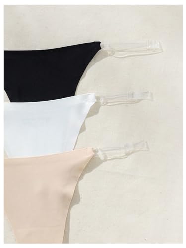 GORGLITTER Women's 3 Pack Clear G String Thongs Invisible T-Back Underwear Thong Panties3
