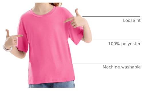 Image of Girls Short Sleeve T Shirts Kids Summer Crewneck Tops Basic Tees 5-14 Years