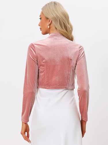 Image of Allegra K Velvet Crop Shrug for Women's Tie Front Long Sleeve Elegant Bolero Cardigan