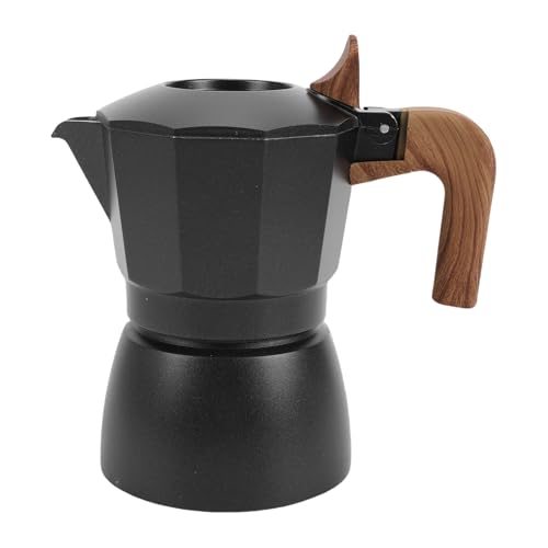Jwthee cafeteras y espresso para estufa de 100 ml/2 tazas, MokaPot con válvulas dobles para moca, cafeteras expreso de aleación de aluminio para acampar, al aire libre, viajes, hogar (Negra)
