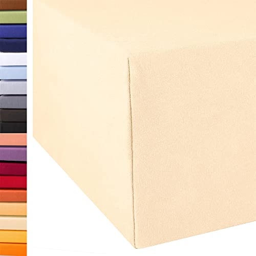 aqua-textil Exclusiv Spannbettlaken 200x220-220x240 cm Natur Jersey Baumwolle 230g/qm Spannbetttuch Elastan Laken – Ansicht 4