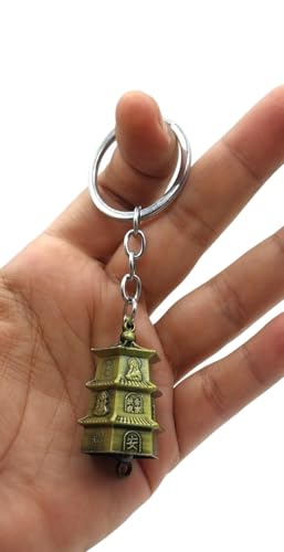 Image of Classic Antique Tibetan Temple Bell Shaped Keyring for Gift Gaurdian bell for Car Bike Bags Metal Key ring Key Chain Bag Charm Gift