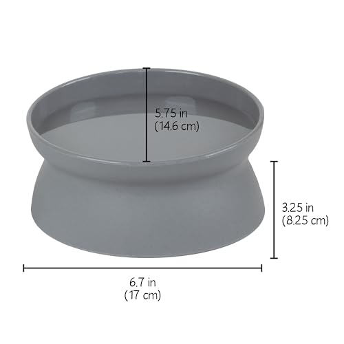 Image of Kitty City Elevated Cat Bowls (Set of 2), Whisker-Friendly Raised Cat Food & Water Dishes, Modern Pedestal Design, Dishwasher Safe, 10.8 oz Each - White & Gray