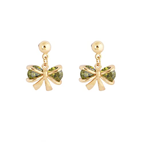 Boucles d'oreilles or jaune 18 carats femmes bowknot péridot rondes
