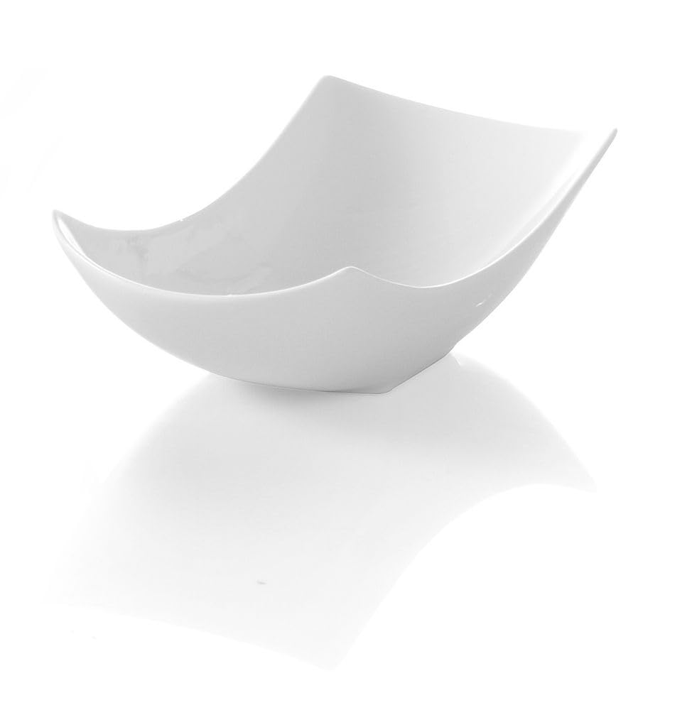 HENDI Platte Vanilla, Hohe Schlag- und Verschleißfestigkeit, Servierschüsseln, Dessertschale, Snackschale, Schüssel, 225x111x(H)62mm, Weiß Porzellan