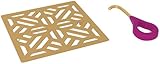 SPECIAL ORDER ONLY NON-CANCELABLE AND NON-RETURNABLE ROHL DECORATIVE SHOWER DRAIN MOSAIC 5^ DECORATIVE DRAIN COVER IN UNLACQUERED BRASS WITH COVER OPENING TOOL