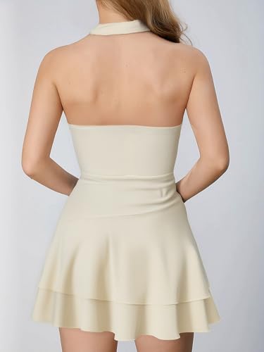Image of SOLY HUX Cute Halter Mini Dresses for Women Summer Sexy Club Party Backless Short Sundress
