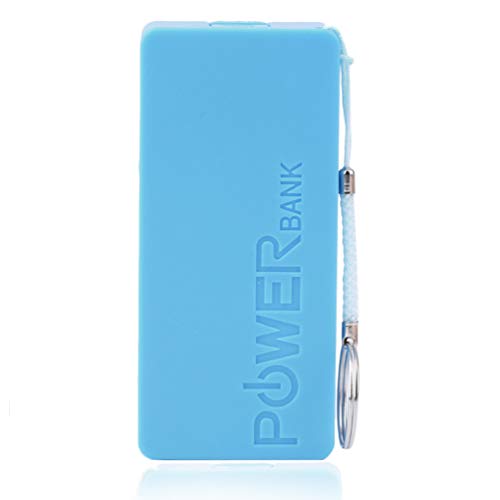 Kinshops USB Charging Portable External Backup Battery Charger 2 * 18650 Battery Power Bank Case For Phones，blue