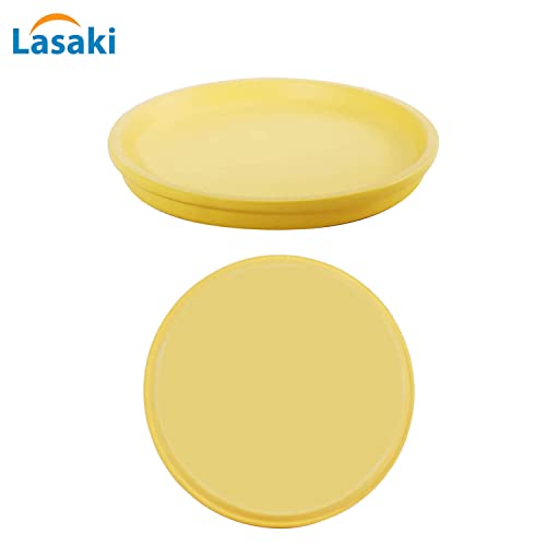 Image of Lasaki Round Ceramic Trays (Plates Saucers) for Pots, planters, Flower, Succulent(Set of 2,Saffron,6 inch) R6(Plants not Included)