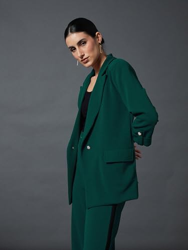 Image of Sassafras worklyf Women's Blazer Regular Fit Full Sleeves Longline Front Open Show Pocket - Casual Workwear Blazers