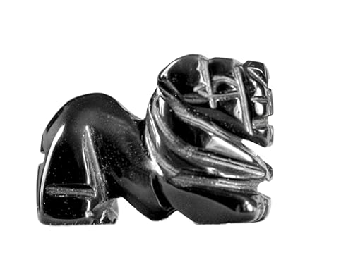 Black Lion Totem Spirit Animal Volcanic Obsidian Stone Fetish Figurine