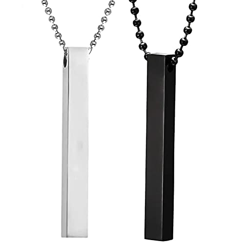 Fashion Frill Men\’s Jewellery 3D Cuboid Vertical Bar/Stick Stainless Steel Black Silver Locket Pendant Necklace Chain For Men Boys and Men Unisex Pendant (Classic) Fashion Frill Men\’s Jewellery 3D Cuboid Vertical Bar/Stick Stainless Steel Black Silver Locket Pendant Necklace Chain For Men Boys and Men Unisex Pendant (Classic)