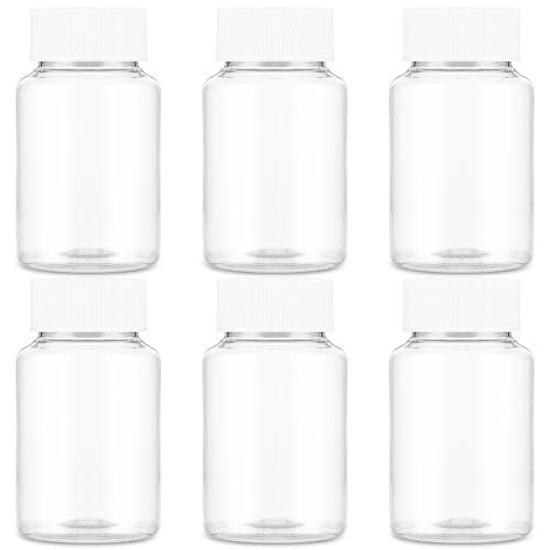 Sibba 150ml Durchsichtige Tablettenfläschchen, 6 Stück Medikamentenbecher mit Deckel Kleine Plastikflaschen Medizinflaschen Reagenzflaschen