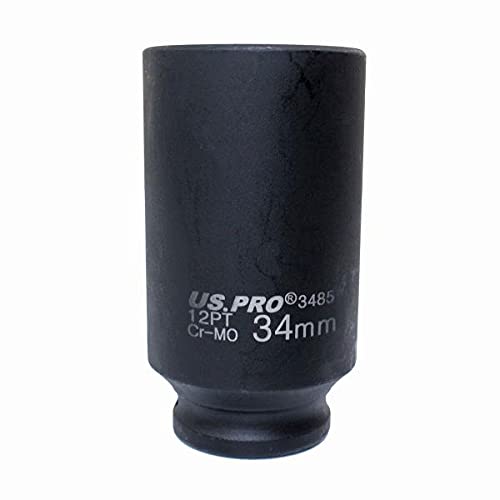 Us Pro Tools 34Mm 1/2" Dr 12 Point Deep Hub Nut Socket, Gearbox Etc 3485